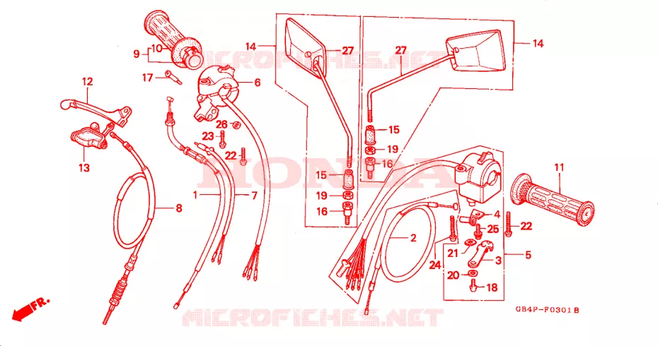 LEVIER DE GUIDON/COMMUTATEUR/CABLE(C50SP/C50ST) Honda SCOOTER 50 C50 1993  C50SP_J