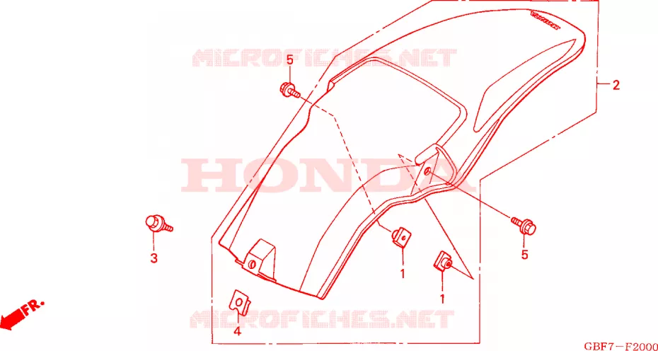 GARDE-BOUE ARRIERE Honda MOTO 85 CR 2005  CR85R5