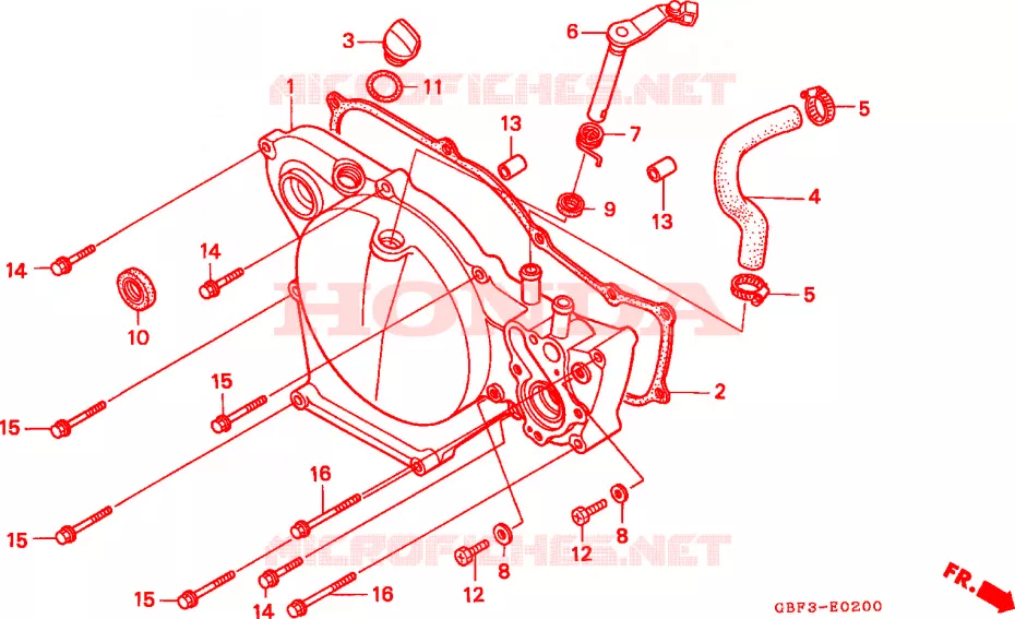 CARTER MOTEUR DROIT Honda MOTO 80 CR 1996  CR80RT