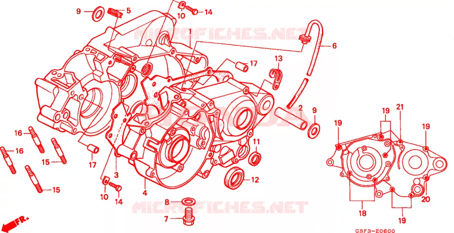 CARTER MOTEUR Honda MOTO 80 CR 1996  CR80RT