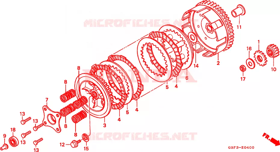 EMBRAYAGE Honda MOTO 80 CR 1998  CR80RBW
