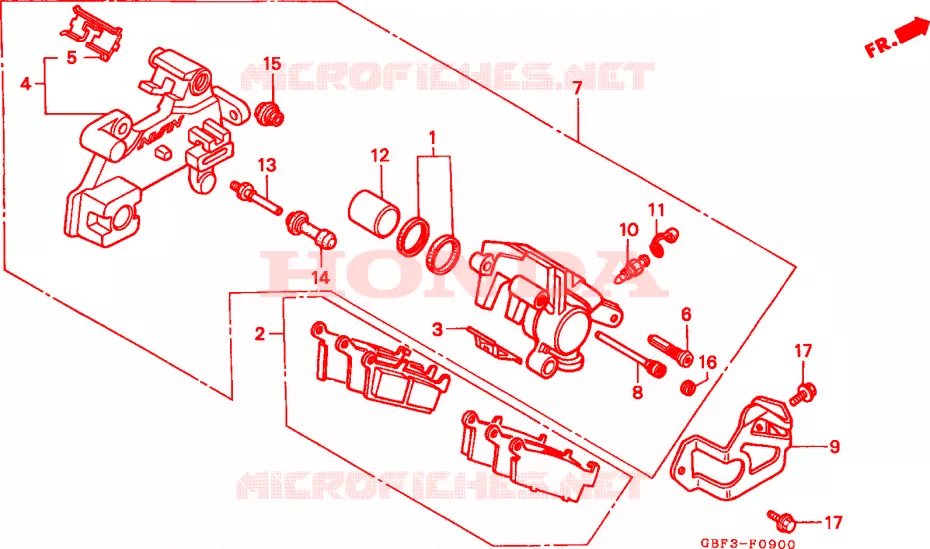 ETRIER DE FREIN ARRIERE Honda MOTO 80 CR 1999  CR80RX