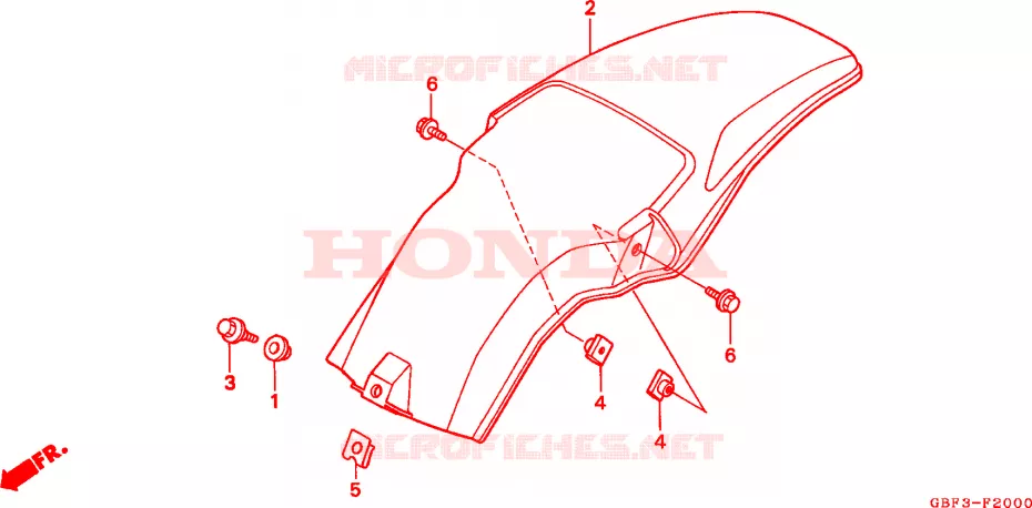 GARDE-BOUE ARRIERE Honda MOTO 80 CR 1999  CR80RBX