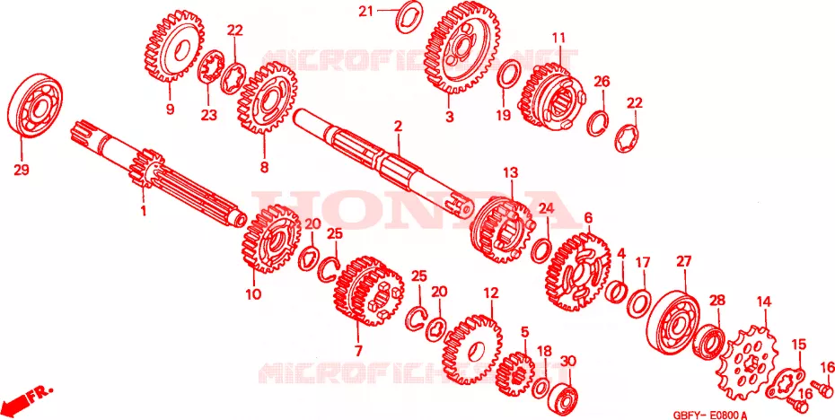BOITE DE VITESSES Honda MOTO 80 CR 2001  CR80RB1