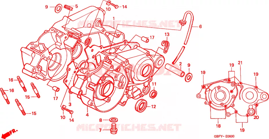 CARTER MOTEUR Honda MOTO 80 CR 2002  CR80RB2