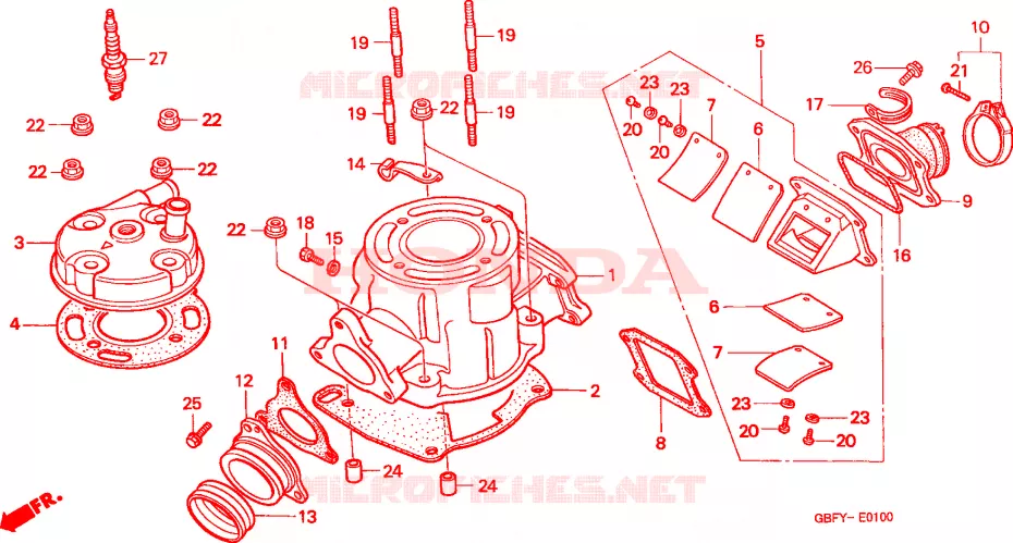 CYLINDRE - CULASSE Honda MOTO 80 CR 2001  CR80RB1