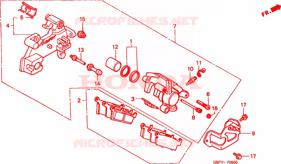 ETRIER DE FREIN ARRIERE Honda MOTO 80 CR 2001  CR80RB1