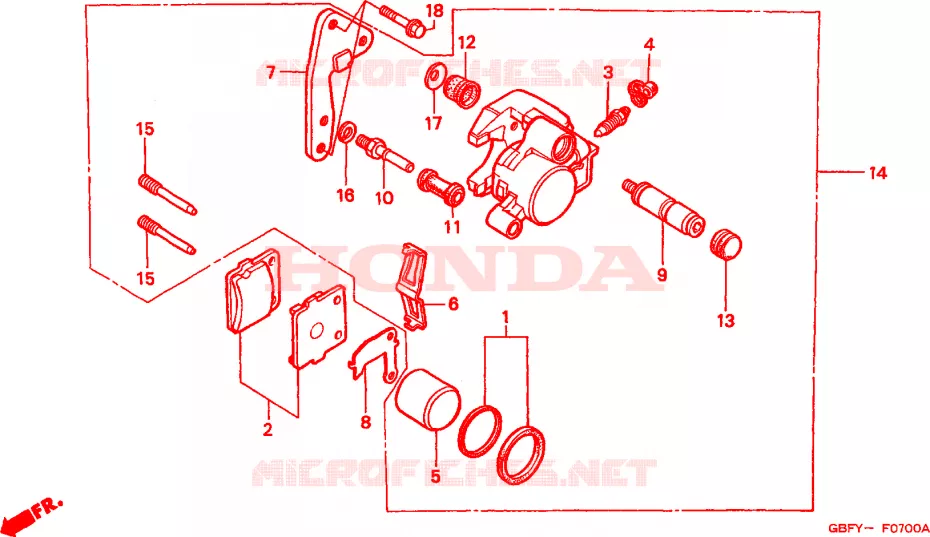 ETRIER DE FREIN AVANT Honda MOTO 80 CR 2002  CR80R2