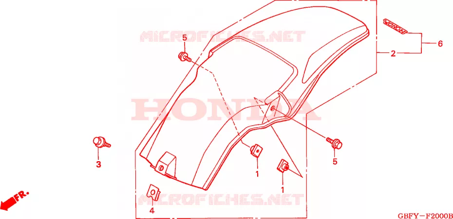 GARDE-BOUE ARRIERE Honda MOTO 80 CR 2001  CR80R1