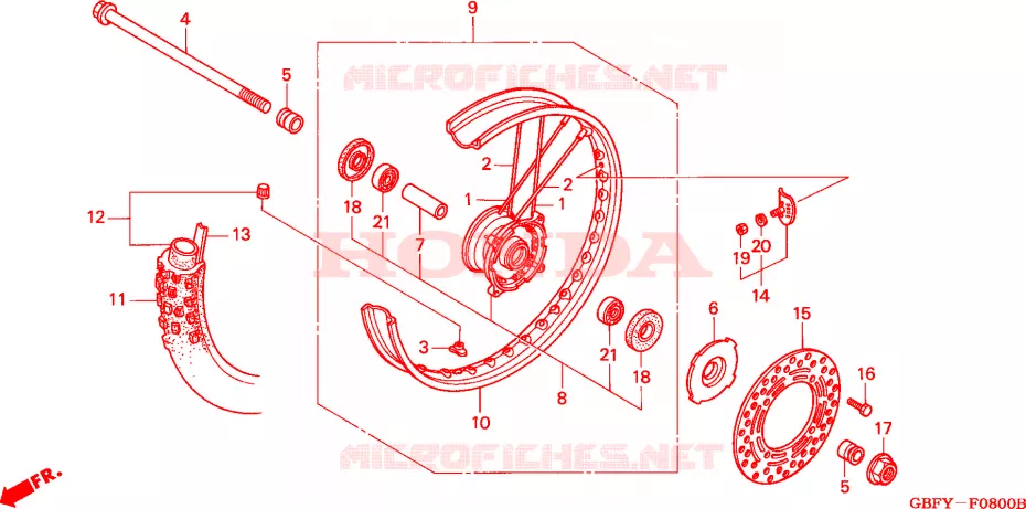 ROUE AVANT Honda MOTO 80 CR 2002  CR80RB2