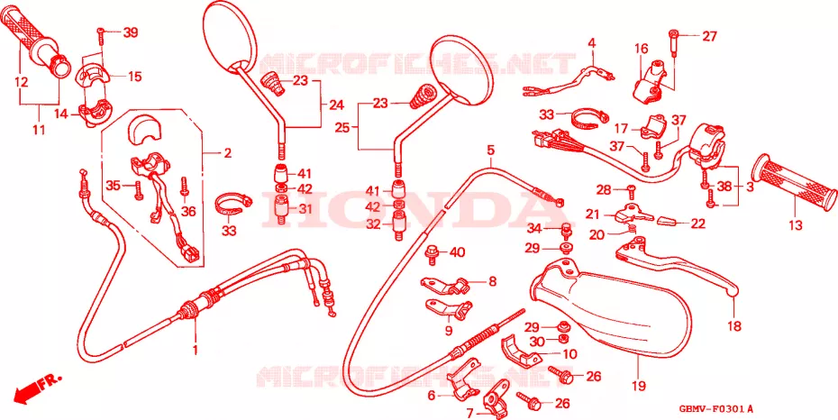 LEVIER DE GUIDON/COMMUTATEUR/CABLE(2) Honda SCOOTER 50 SFX 1998  SFX50SMMW
