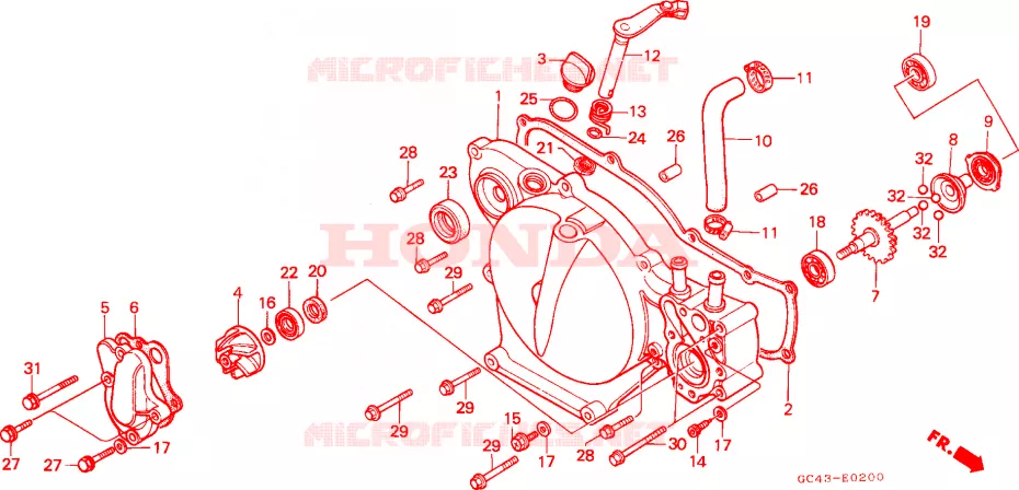 CARTER MOTEUR DROIT Honda MOTO 80 CR 1985  CR80R2F