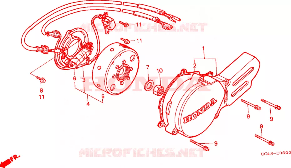 CARTER MOTEUR GAUCHE - ALTERNATEUR Honda MOTO 80 CR 1986  CR80RG