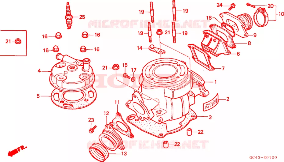 CYLINDRE - CULASSE Honda MOTO 80 CR 1986  CR80RG