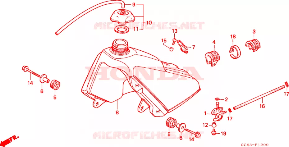 RESERVOIR A CARBURANT Honda MOTO 80 CR 1987  CR80RH