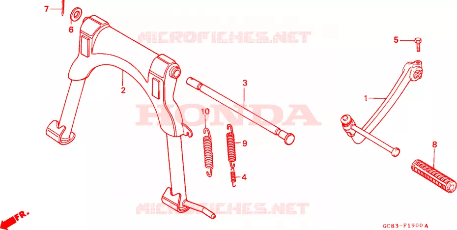 BEQUILLE CENTRALE - PEDALE DE FREIN Honda SCOOTER 80 LEAD 1993  NH80MSP