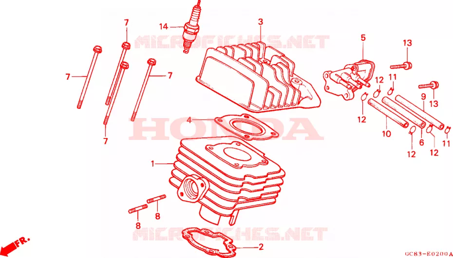 CYLINDRE - CULASSE Honda SCOOTER 80 LEAD 1993  NH80MDP