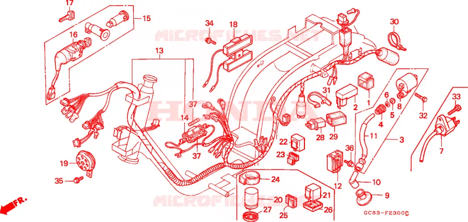 FAISCEAU DES FILS - BOBINE D'ALLUMAGE Honda SCOOTER 80 LEAD 1993  NH80MDP