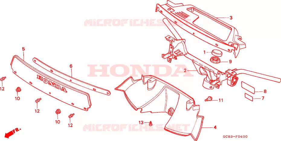 GUIDON - CARENAGE Honda SCOOTER 80 LEAD 1993  NH80MDP