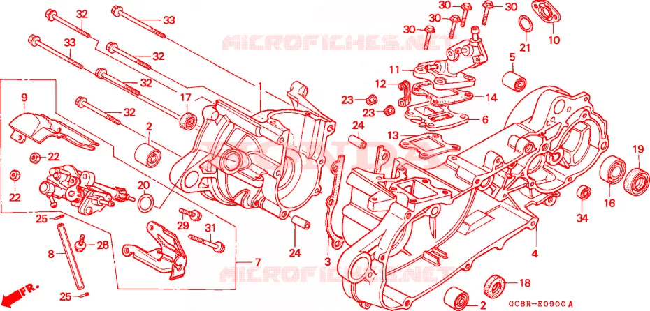 CARTER MOTEUR - POMPE A HUILE Honda SCOOTER 80 LEAD 1994  NH80MSR