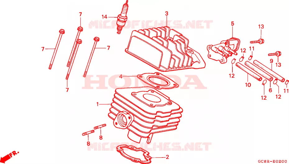 CYLINDRE - CULASSE Honda SCOOTER 80 LEAD 1994  NH80MSR