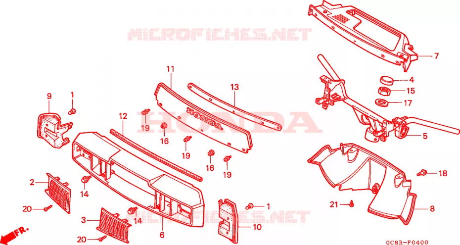 GUIDON - CARENAGE Honda SCOOTER 80 LEAD 1994  NH80MSR