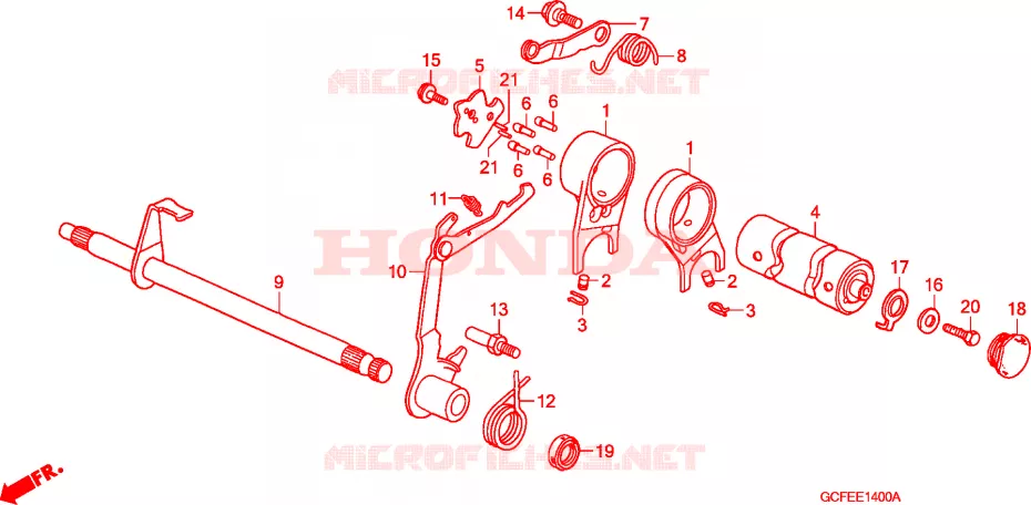 BARILLET DE SELECTION Honda MOTO 50 CRF 2011  CRF70FB