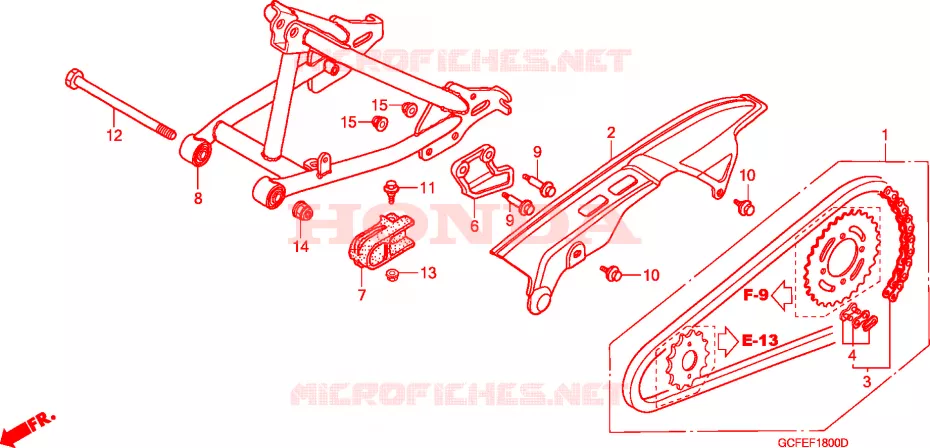 BRAS OSCILLANT - CARTER DE CHAINE Honda MOTO 70 CRF 2009  CRF70F9
