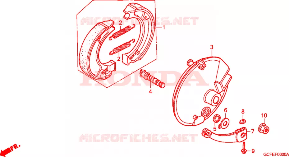 FLASQUE - MACHOIRES DE FREIN AVANT Honda MOTO 70 CRF 2004  CRF70F4