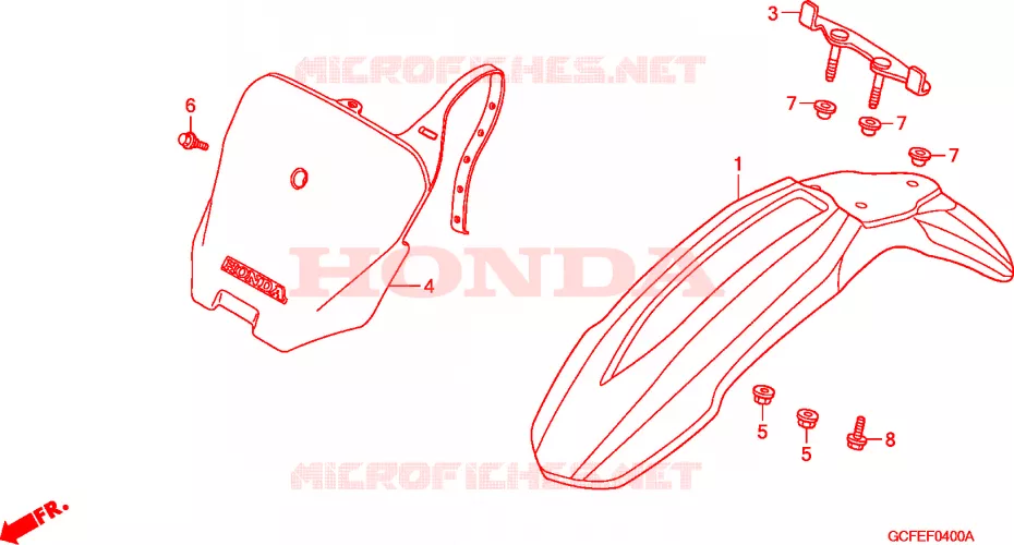 GARDE BOUE AVANT Honda MOTO 70 CRF 2008  CRF70F8