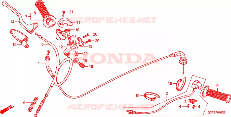 LEVIER DE GUIDON - CABLE - COMMODO Honda MOTO 70 CRF 2005  CRF70F5