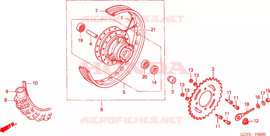 ROUE ARRIERE Honda MOTO 70 CRF 2005  CRF70F5