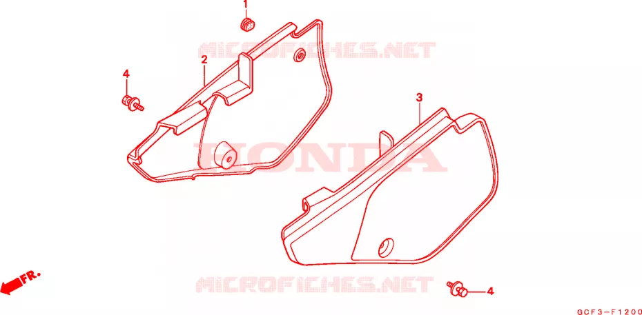 COUVERCLES LATERAUX Honda MOTO 70 XR 1999  XR70RX