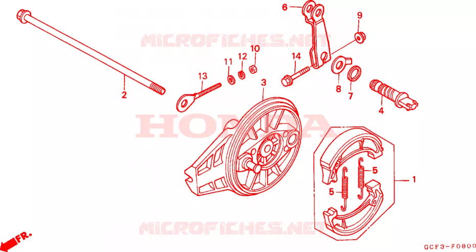 FLASQUE - MACHOIRES DE FREIN ARRIERE Honda MOTO 70 XR 1997  XR70RV