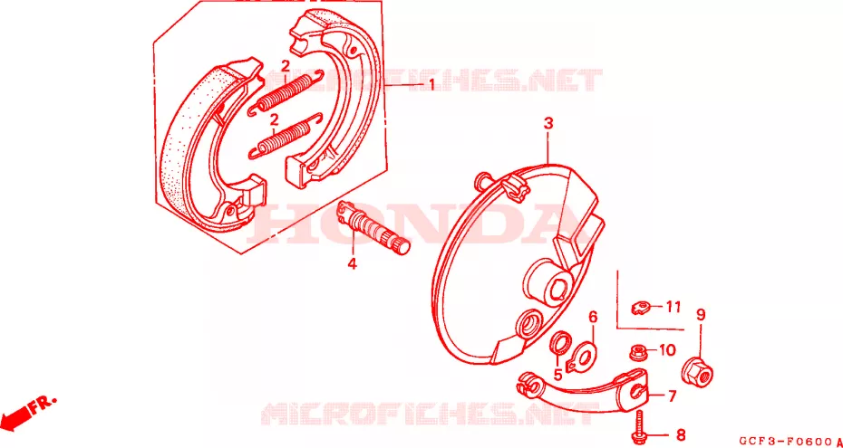 FLASQUE - MACHOIRES DE FREIN AVANT Honda MOTO 70 XR 1999  XR70RX