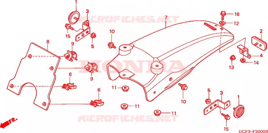 GARDE-BOUE ARRIERE Honda MOTO 70 XR 2002  XR70R2