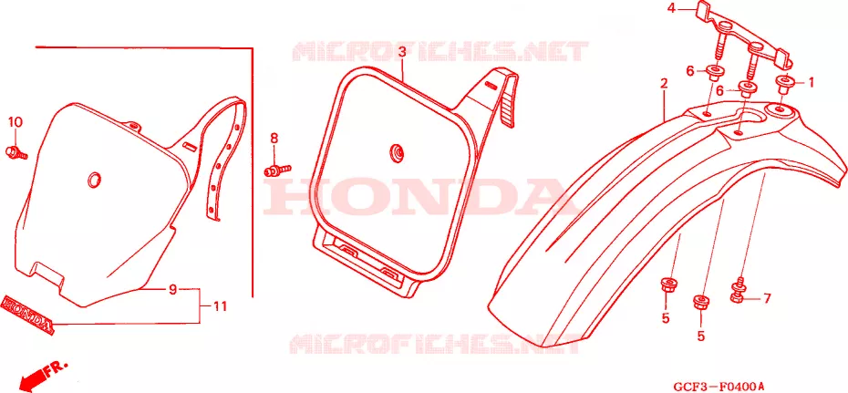 GARDE BOUE AVANT Honda MOTO 70 XR 2002  XR70R2