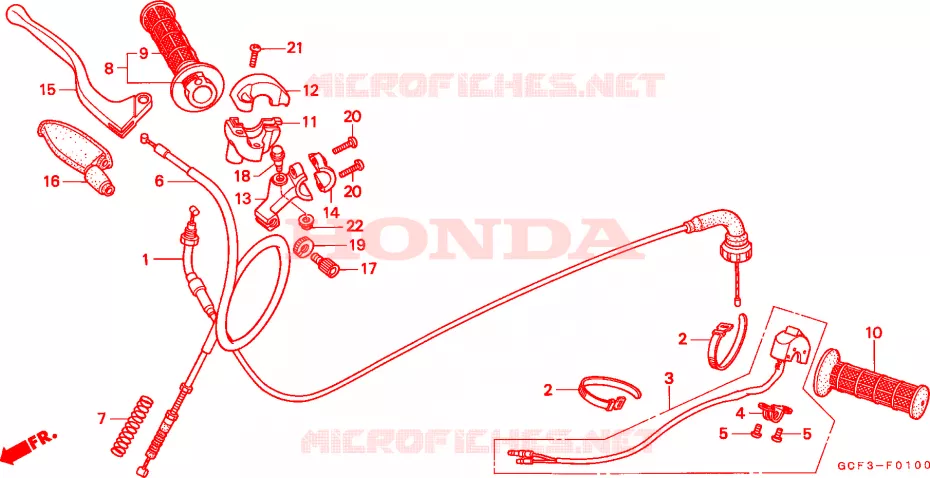 LEVIER DE GUIDON - CABLE - COMMODO Honda MOTO 70 XR 1997  XR70RV