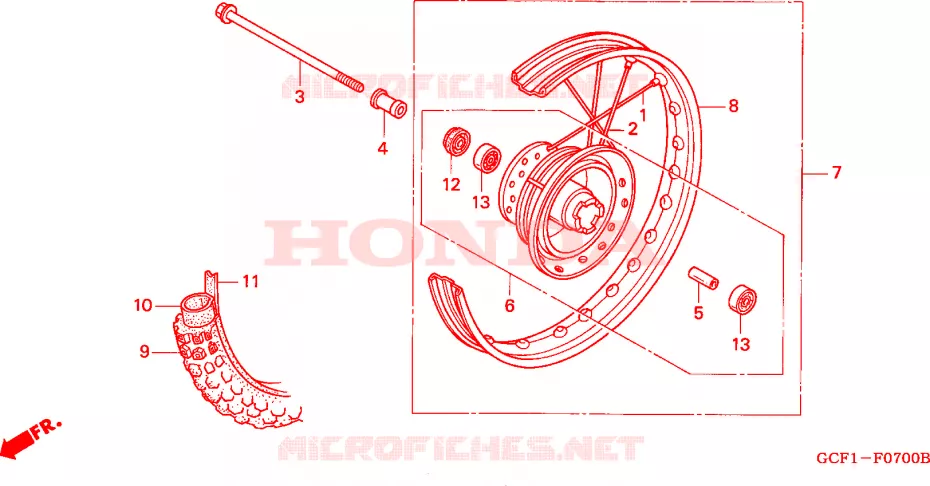 ROUE AVANT Honda MOTO 70 XR 2000  XR70RY