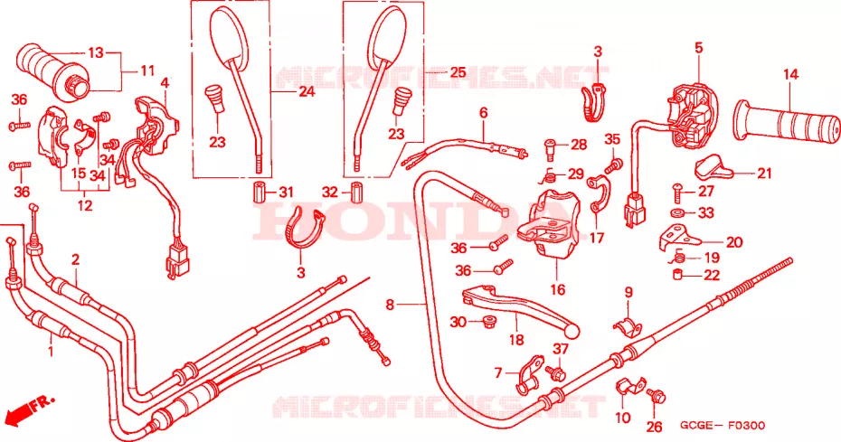 LEVIER DE GUIDON - CABLE - COMMODO Honda SCOOTER 50 SKY 2001  SGX501