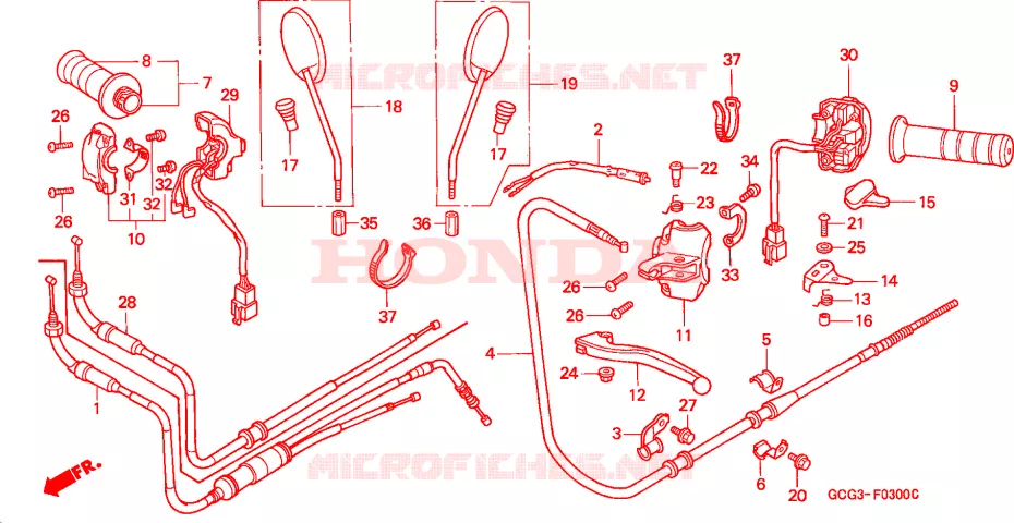 LEVIER DE GUIDON - CABLE - COMMODO Honda SCOOTER 50 SKY 1999  SGX50X
