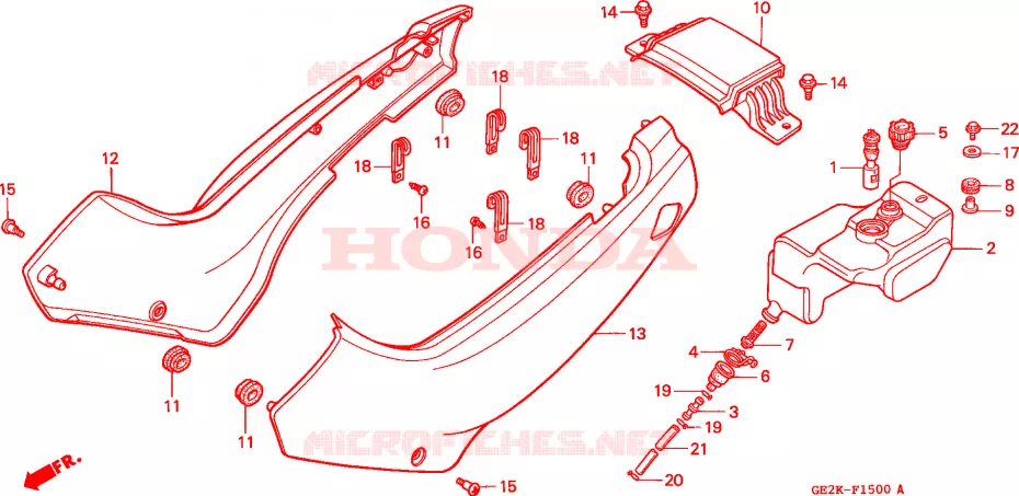 COUVERCLE LATERAL - RESERVOIR D'HUILE Honda MOTO 50 NSR 1993  NSR50SP