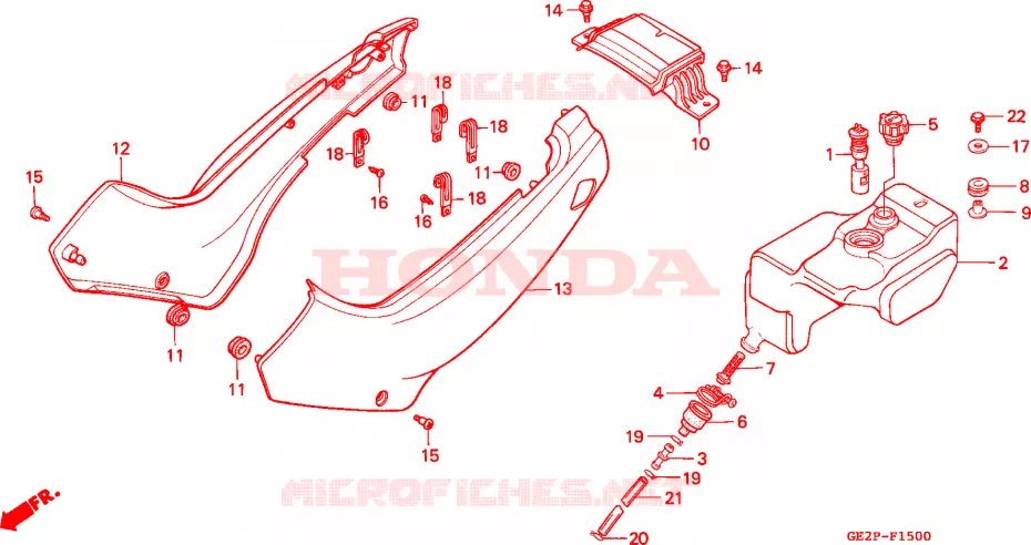 COUVERCLE LATERAL - RESERVOIR D'HUILE Honda MOTO 50 NSR 1994  NSR50FR