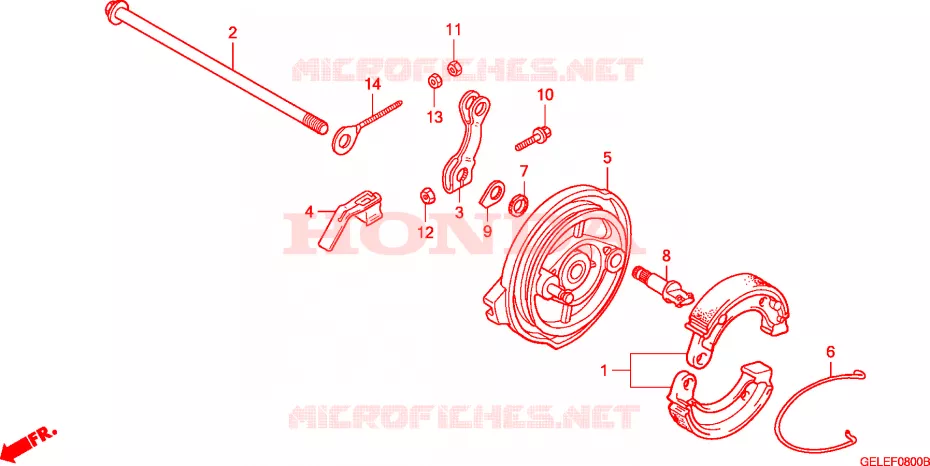 FLASQUE - MACHOIRES DE FREIN ARRIERE Honda MOTO 50 CRF 2011  CRF50FB
