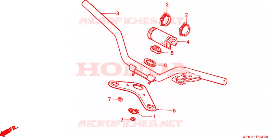 GUIDON - TE DE FOURCHE Honda MOTO 50 QR 1992  QR50M