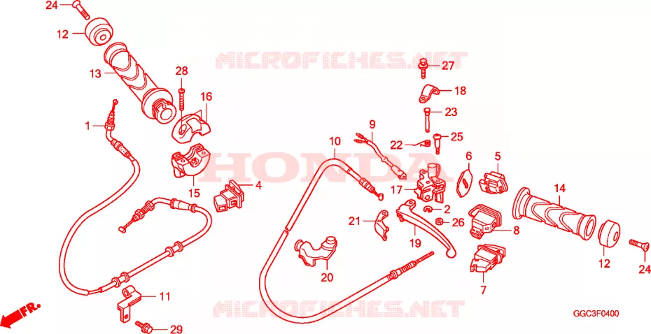 LEVIER DE GUIDON/COMMUTATEUR/CABLE(KO,4TU,42TU) Honda SCOOTER 110 SPACY 2010  SCR1104WHA