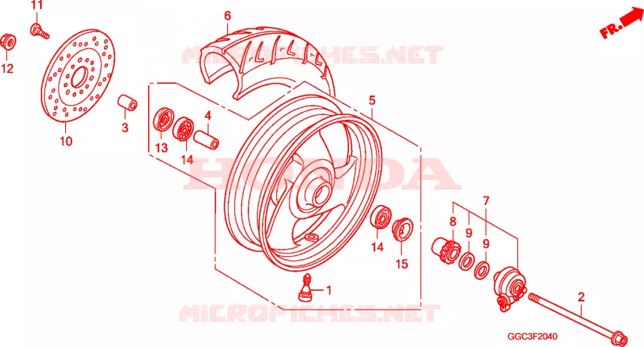 ROUE AVANT(DISQUE) Honda SCOOTER 110 SPACY 2011  SCR1104WHA