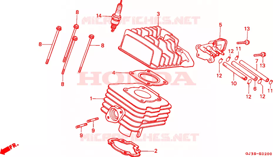 CYLINDRE - CULASSE Honda SCOOTER 50 SCOOPY 1993  SH50DP