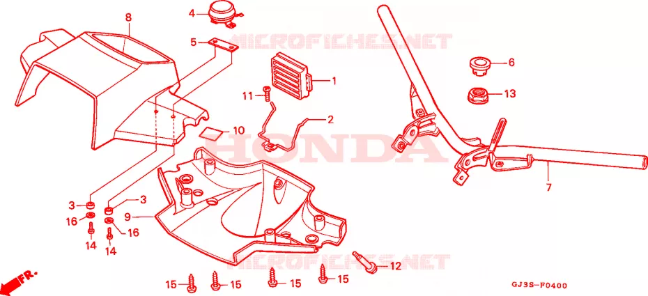 GUIDON - CARENAGE Honda SCOOTER 50 SCOOPY 1994  SH50DP_H