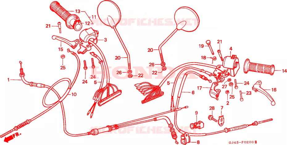LEVIER DE GUIDON - CABLE - COMMODO Honda SCOOTER 75 SH 1991  SH75M
